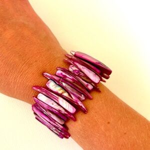 Vintage Fuchsia Pink Abalone Stretch Bracelet